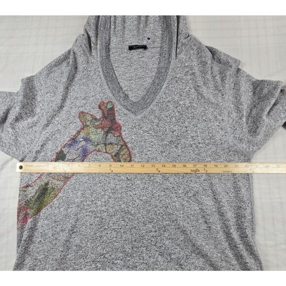 Inoah Womens Abstract Giraffe Hoodie Knit Tunic Top Lagenlook Boho Art L - Picture 7 of 11